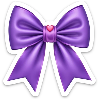 purple bow w hearts sticker