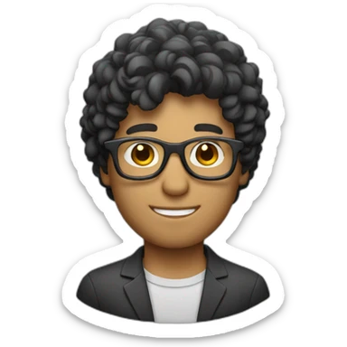 Computer male with slightly curly hair glasses sticker