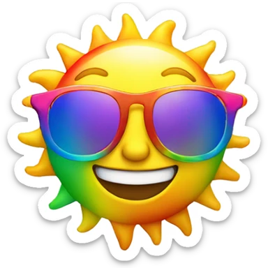 smiling sun wearing rainbow sunglasses sticker