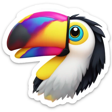 Lisa frank toucan with rainbow beak and feathers sticker