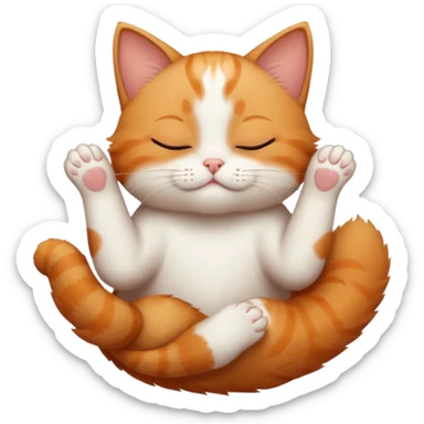 ginger and white small cat in funny positions upside down with eyes closed sticker