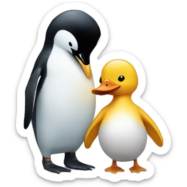 Penguin and duck holding hands sticker