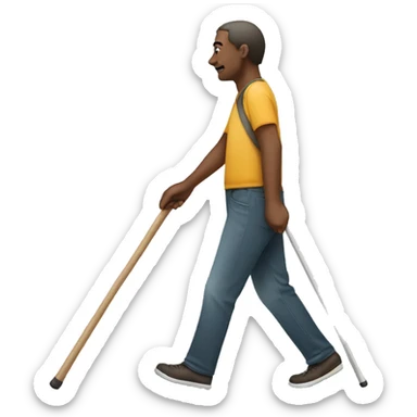 blind person walking with stick  sticker