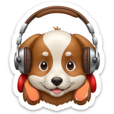 Dog having headphones ￼ sticker