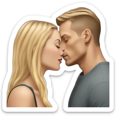 Joel Kinnaman kisses a white girl with light brown hair sticker