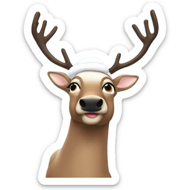 The gayest reindeer in drag sniffing snow sticker