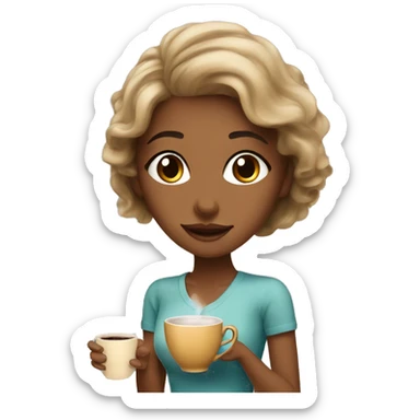 beautiful girl in tea and coffee shop brewing tea sticker