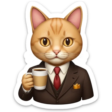 cat corleone mafia coffe sticker