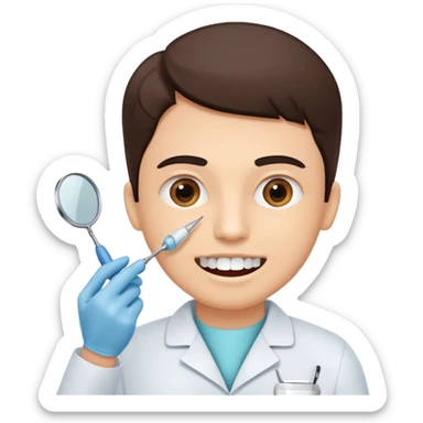 Dentist with patient teeth checkup  sticker