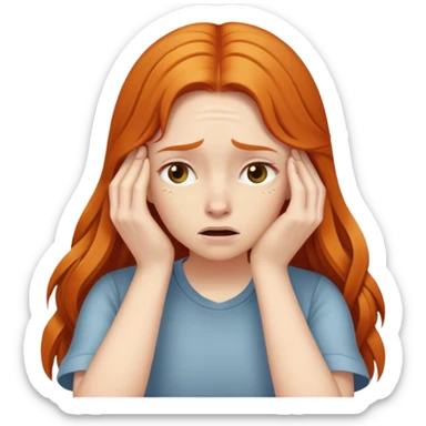 ginger girl facepalm long hair sticker