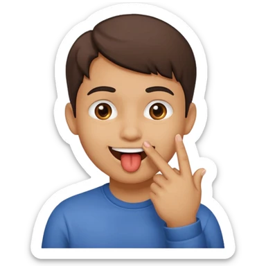 Emoji mordiendose el dedo en forma coqueta  sticker