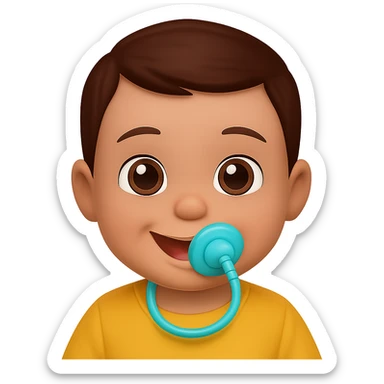 Edit the emoji style baby with pacifier to have brown hair with no background. Keep the emoji style consistent and the background transparent. sticker