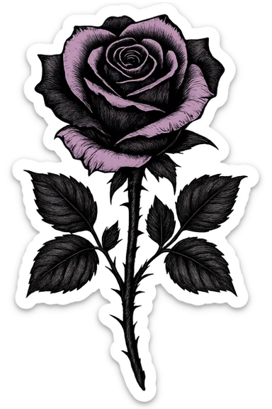 emo black rose with pastel purple petals sticker