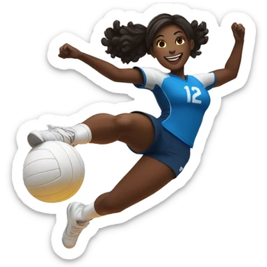 Volleyball black girl player jumping sticker