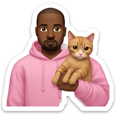 Kanye with an all pink outfit with a cat in his arms sticker