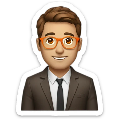 men short brown hair using orange colored glasses sticker
