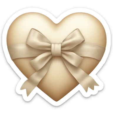 Beige heart with bow white sticker