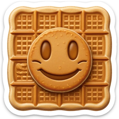 Cinematic Realistic Stroopwafel Dessert Emoji, depicted as a delicate caramel-filled waffle cookie rendered with crisp textures and warm, inviting lighting. sticker