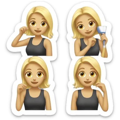 girl cleaning her blonde hair sticker