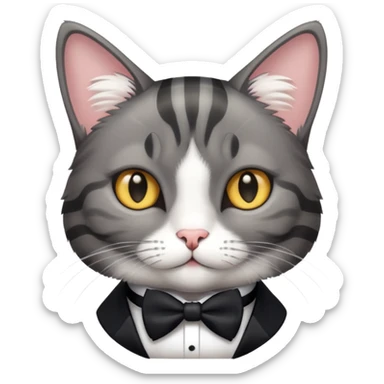 grey tabby cat and black tuxedo cat sticker
