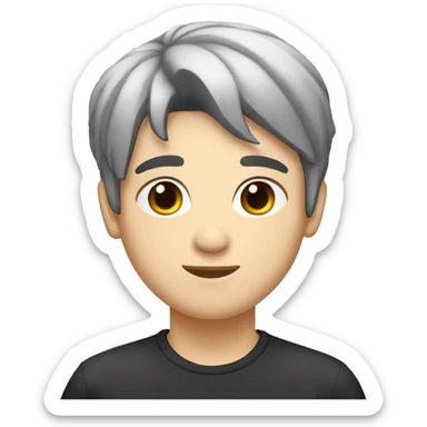 Teenager boy type italian, White skin, with straight black hair (Which go down behind to the nape of the neck), Little bit dezoom sticker