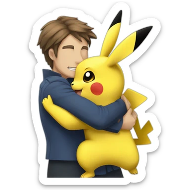 Napoléon hug pikachu sticker