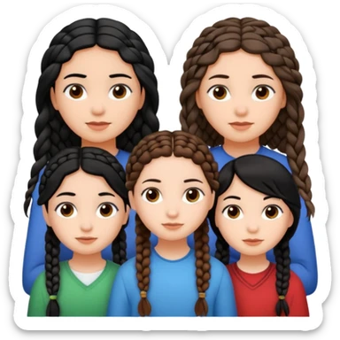 3 girls, one with straight black hair, other with wavy brown hair and the last one with braids  sticker