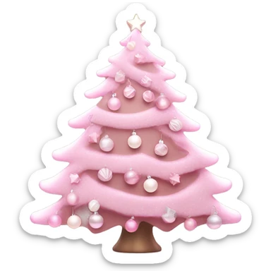Pastel Pink Christmas tree with pink lights and white ornaments  sticker