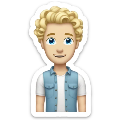 full body light curl blonde 30yo man blue eyed pale skin sticker