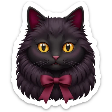 Black cat with burgundy 🎀 sticker