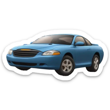 character with wild eyes, sticking their head out of a speeding car window, tongue flapping in the wind, and hair flying everywhere.  sticker