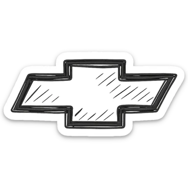 Chevrolet emblem, hand-drawn black outline, sketchy style, no fill, no text sticker