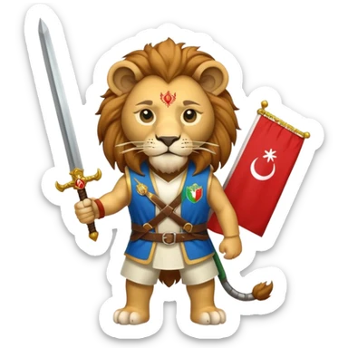 شیر شمشیر به دست در وست پرچم ایران sticker