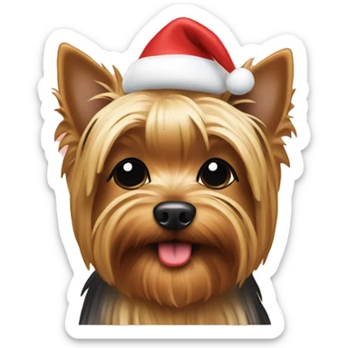 Yorkie eating a holiday cookie sticker