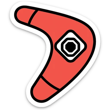boomerang with Microsoft Power Pages logo, playful and clean, red and white color palette icon sticker
