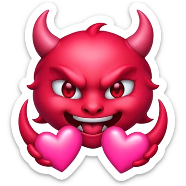Demon emoji mixed with kissing heart emoji sticker