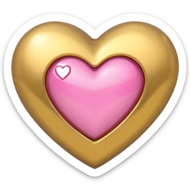 gold heart with one mini pink heart inside of it  sticker
