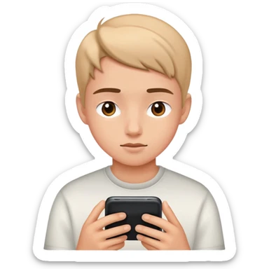 a teen looking at phone screen sticker