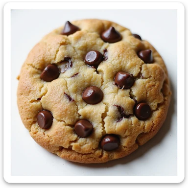 realistic chocolate chip cookie, detailed texture, slightly cracked surface, appetizing look sticker
