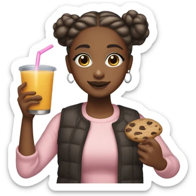 black ariana grande holding a cookie and juice sticker