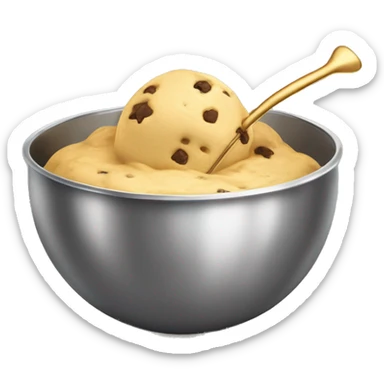 Realistic gold mixing bowl of cookie dough and with gold wisk in the bowl with it. sticker