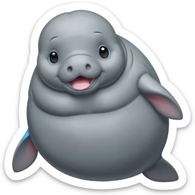Manatee cute and fat emoji sticker