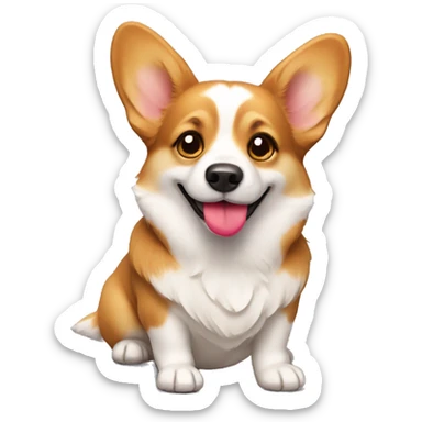 Corgi dog with a heart sticker