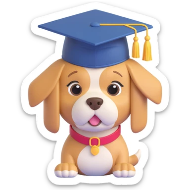 a dog wearing a graduation cap sticker