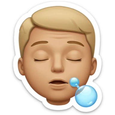 A male with closed eyes but the mouth is o-shaped blowing out sticker