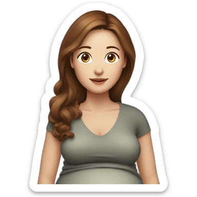 pregnant woman white skin, brown hair sticker