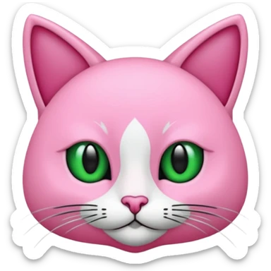 Bir siyah renkli kedi gözleri yeşil ve oturuyor boynunda tasma pembe var sticker