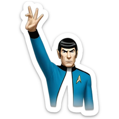 Spock with the Vulcan salute with Starfleet blue uniform (Star Trek) sticker