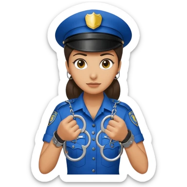 police woman with hand cuffs sticker