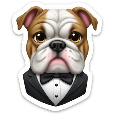 Bulldog wearing a tuxedo sticker